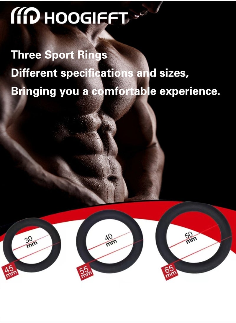 HOOGIFFT - 3 pc Silicone Ring Men Sports Ring Elastic Easy Stretch Resistance Tear Resistance Exercise Ring Extended Endurance Waterproof Wear Resistant Soft Suitable for Male Sports Home - Image 1