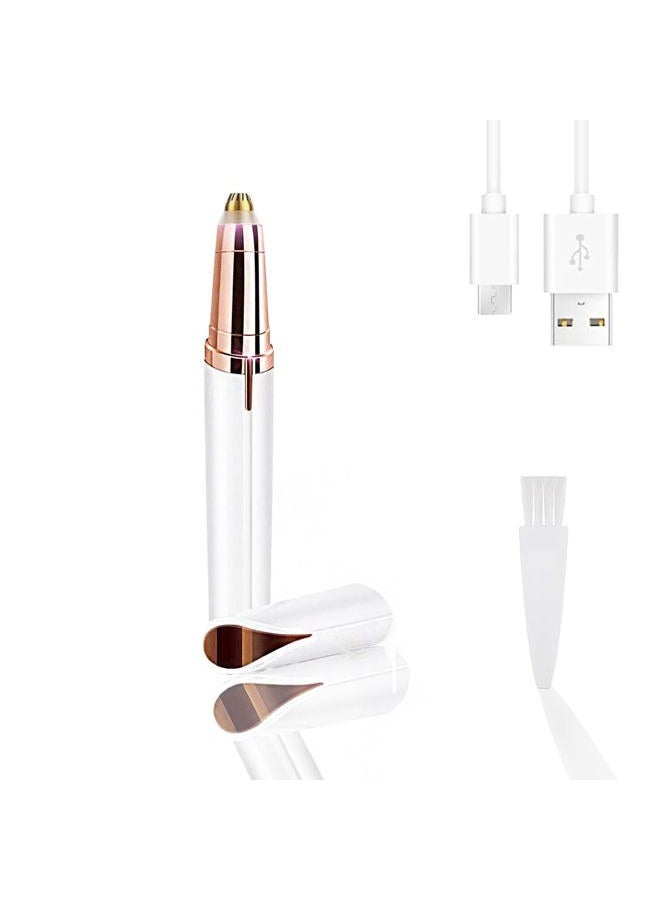 LiXiongBao USB Rechargeable Portable Electric Eyebrow Trimmer Pen for wemen,Eyebrow Hair Remover for face Fingers Legs Mouth, Safe Eyebrow Shaver Razor Tool Painless Precision(White) - Image 1