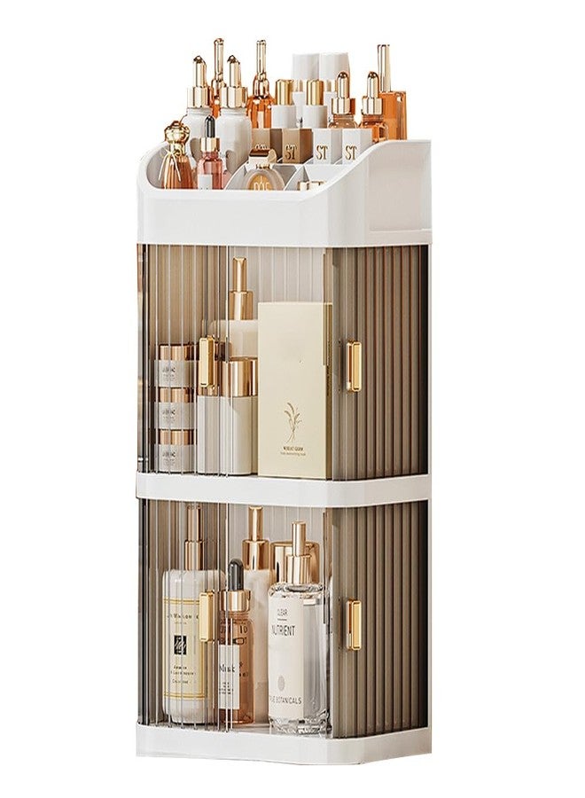 BENEALL Cosmetic Organizer Storage Box Sliding Door Drawer Desktop Multifunctional Storage Cabinet Multi-Layer Makeup Organizer (3 layer 2 sliding door) - Image 1