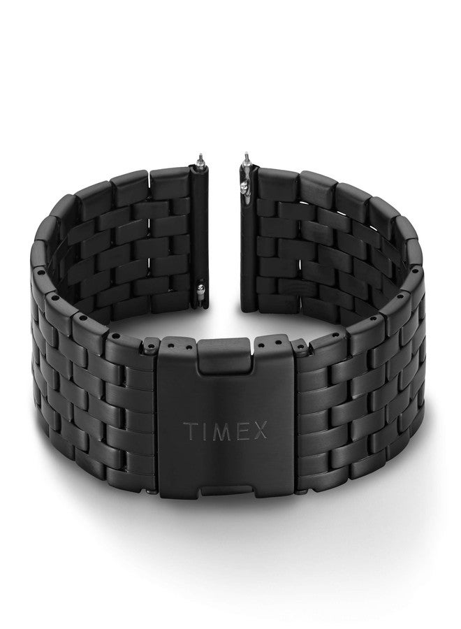 Timex 20mm Stainless Steel Quick-Release Bracelet - Black with Deployment Clasp, Black, Bracelet