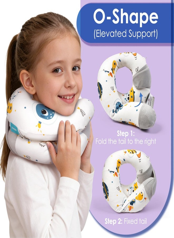 BYRIVER Cotton Kids Travel Pillow, Childs Neck Pillow for Car Airplane Seatbelt Pillow, Removable Pillowcase (Alien) - Image 4