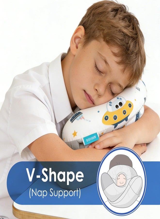 BYRIVER Cotton Kids Travel Pillow, Childs Neck Pillow for Car Airplane Seatbelt Pillow, Removable Pillowcase (Alien) - Image 5