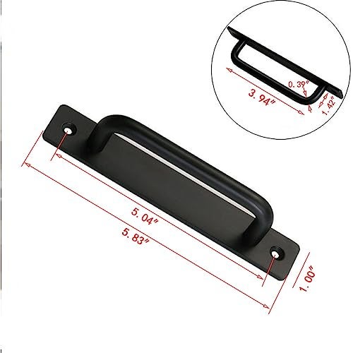 GHASYXL 8Piece Metal Barn Door Pulls Flat Head Long Base Pulls for Barn Doors Drawers Cabinets BlackS - Image 3