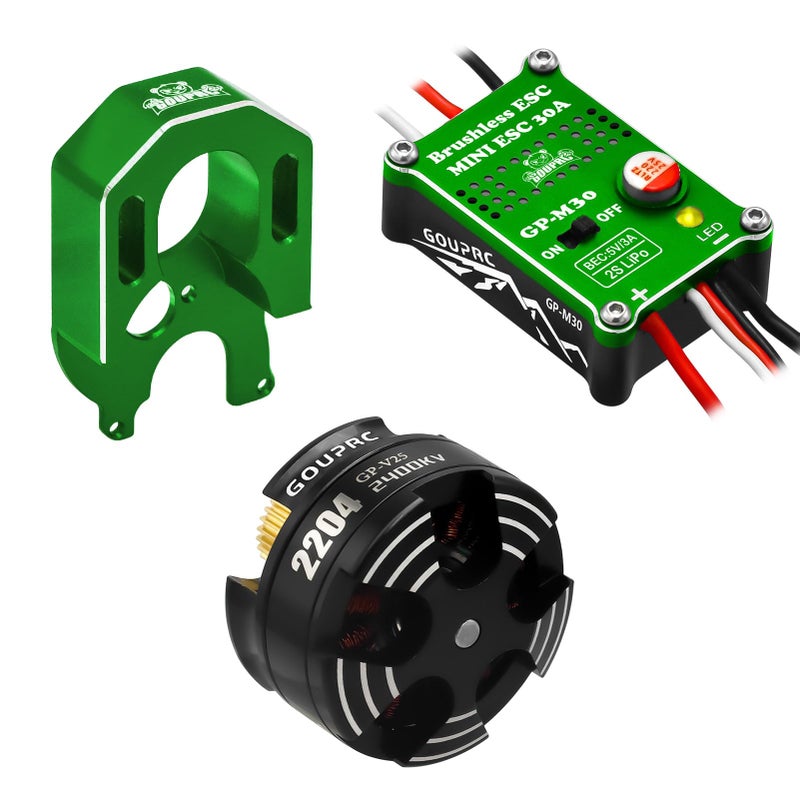 GOUP RC محرك بدون فرش 2204 2400KV مع مجموعة تركيب ESC 30A GOUPRC لسيارة التحكم عن بعد SCX24 Axial 124 - Image 3