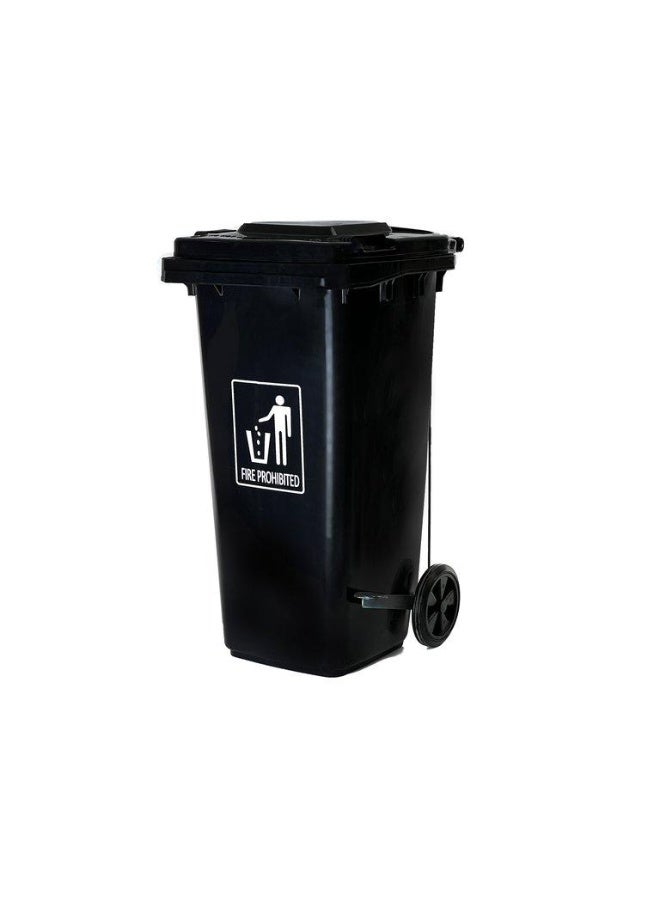 Bsoft Wheelie Bin with Pedal 120 Litre - Heavy Duty Kitchen Plastic Garbage Bin Dust Bin Outdoor Bucket Trash Can Large Industrial Waste bin Trash bin (BLACK)