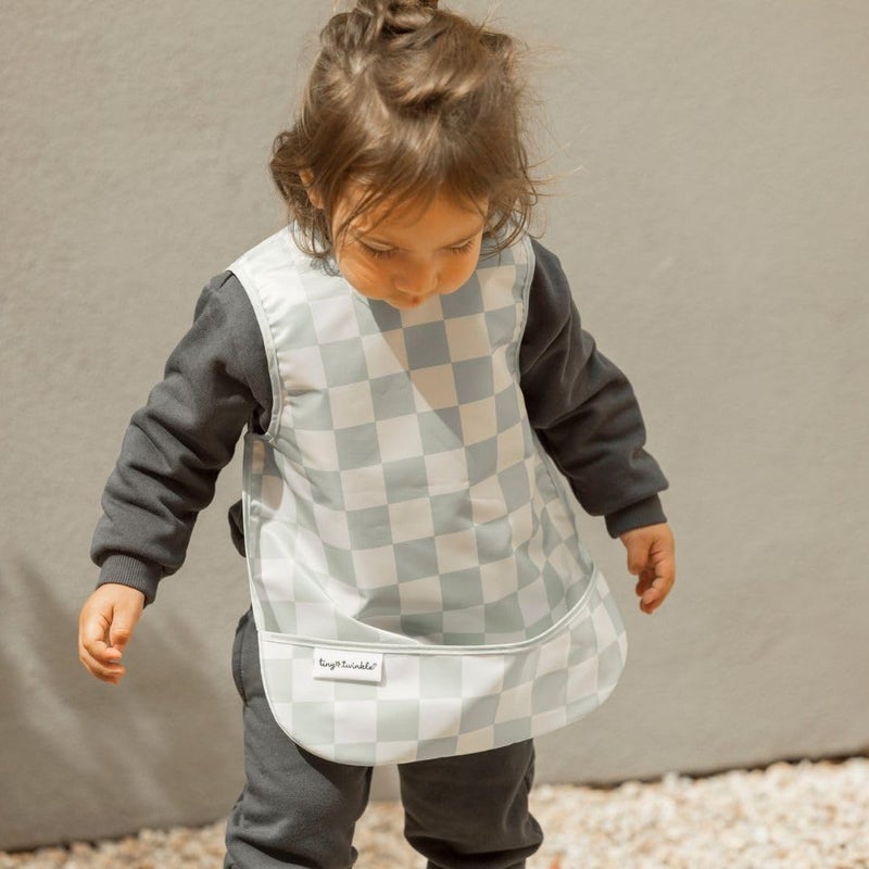 Tiny Twinkle Mess Proof Baby Bib for Boys | Waterproof Toddler Bib for Eating | Baby Apron for Feeding, Machine Washable | Perfect Shower Gift (Green Checkers, 6â€“24M) - Image 3