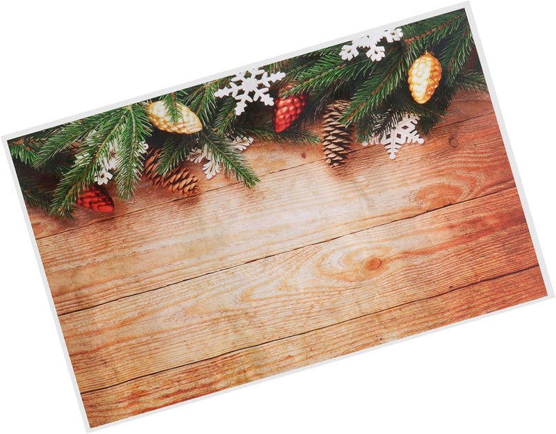 woobles Christmas Flower Wooden Floor Photography Backdrop Wood Flat Lay Photographic Background Faux Panel Texture Board Tabletop Photo Studio Props Banner Decorations - Image 1