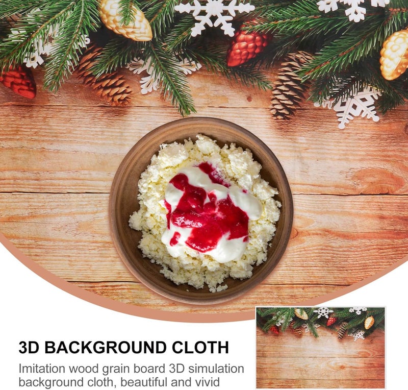 woobles Christmas Flower Wooden Floor Photography Backdrop Wood Flat Lay Photographic Background Faux Panel Texture Board Tabletop Photo Studio Props Banner Decorations - Image 4