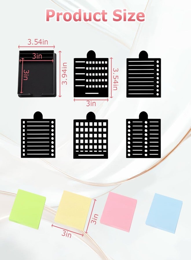 Geyynow Sticky Note Stencil and Holder with 5 Templates, 3"x3" Post It Template Stencil for Office and Home - Image 2