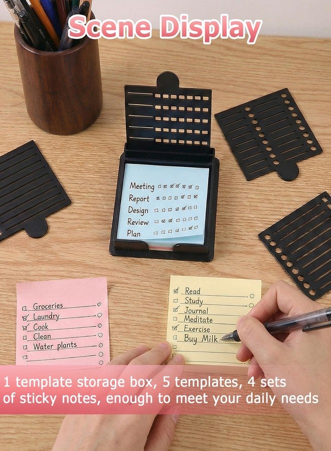 Geyynow Sticky Note Stencil and Holder with 5 Templates, 3"x3" Post It Template Stencil for Office and Home - Image 4