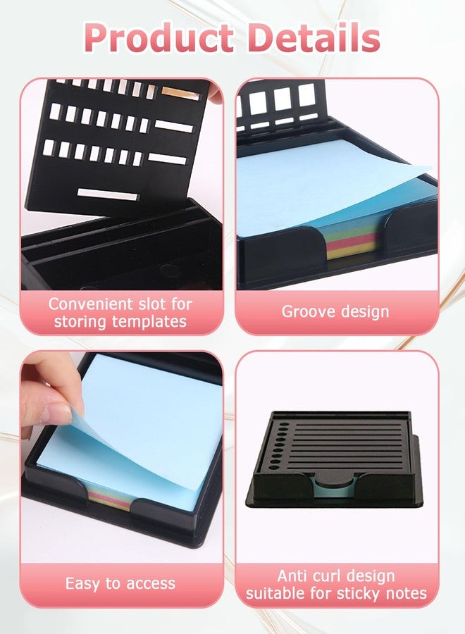 Geyynow Sticky Note Stencil and Holder with 5 Templates, 3"x3" Post It Template Stencil for Office and Home - Image 3
