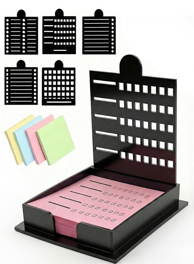 Geyynow Sticky Note Stencil and Holder with 5 Templates, 3"x3" Post It Template Stencil for Office and Home - Image 1
