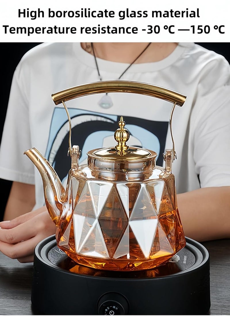 LOOPITYS 1000MLGeneric Stylish Glass Tea Pot - High Borosilicate Glasses Tea Maker Equipped With Tea Strainer - Premium Tea Kettle for Loose Leaf and Flower Tea  - Image 5