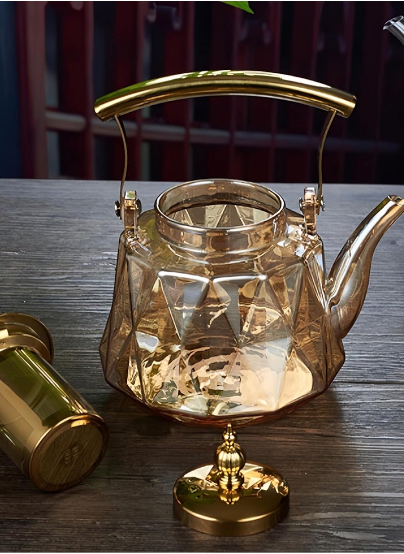 LOOPITYS 1000MLGeneric Stylish Glass Tea Pot - High Borosilicate Glasses Tea Maker Equipped With Tea Strainer - Premium Tea Kettle for Loose Leaf and Flower Tea  - Image 2