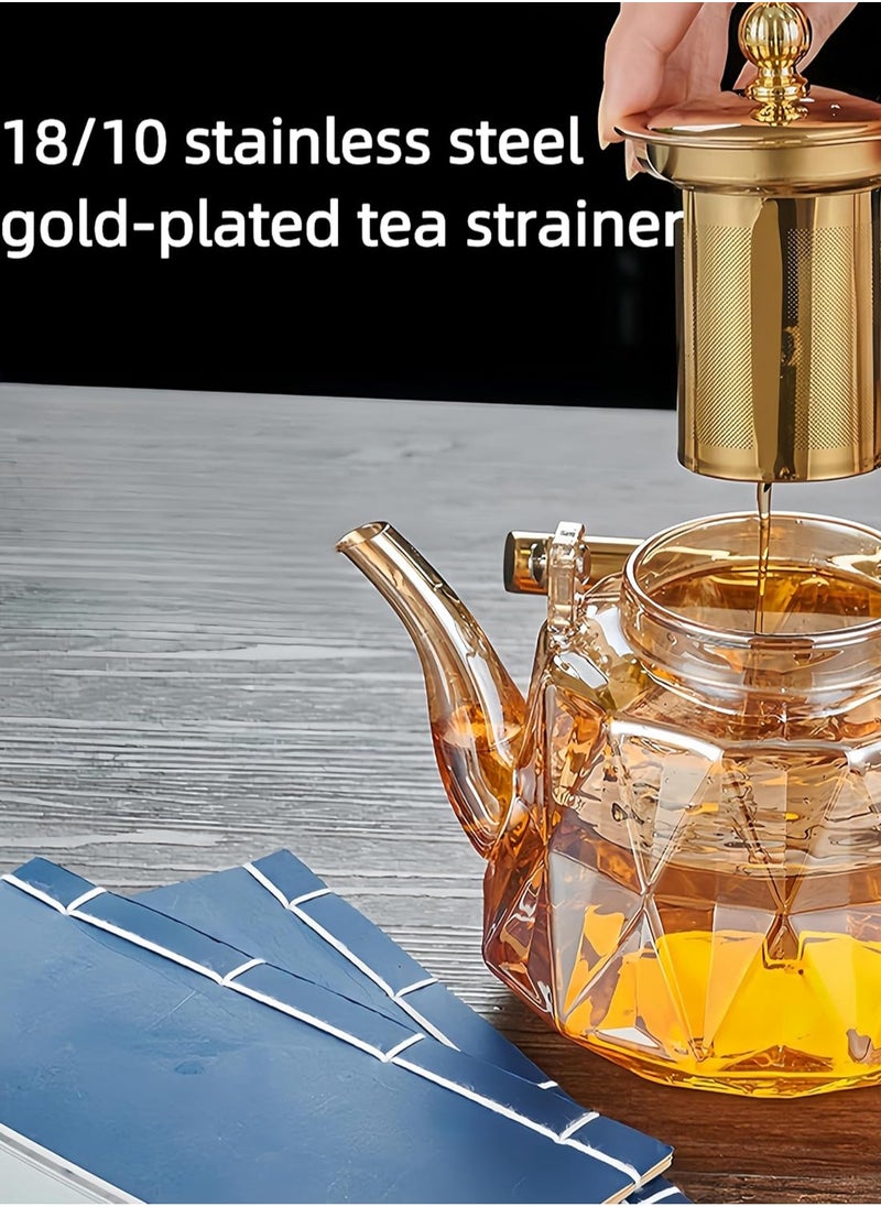 LOOPITYS 1000MLGeneric Stylish Glass Tea Pot - High Borosilicate Glasses Tea Maker Equipped With Tea Strainer - Premium Tea Kettle for Loose Leaf and Flower Tea  - Image 4