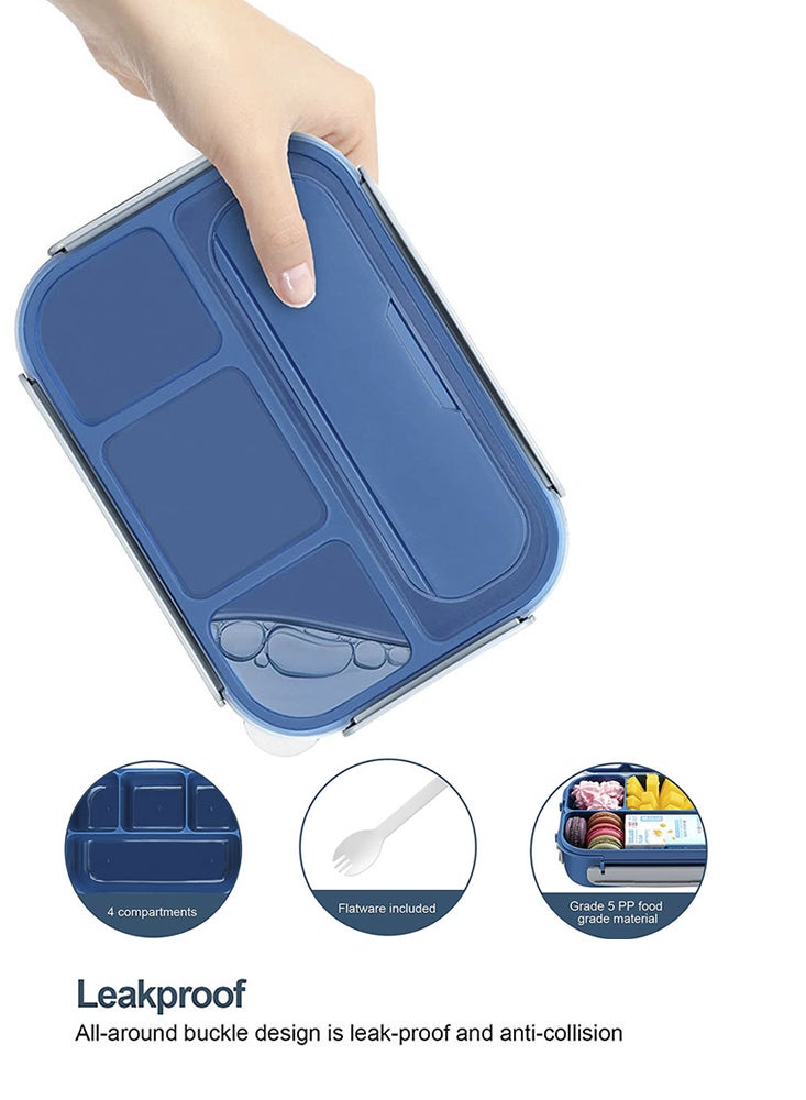 بيرفيي صندوق غداء بنتو للأطفال بسعة 1300 مل، مع 27 قطعة من الملحقات المضمنة لتوفير وجبة غداء مريحة وقابلة للنقل، آمن للاستخدام في الميكروويف والثلاجة لسهولة الحمل والتخزين - Image 2