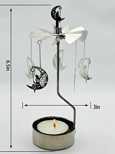 HOKHBCW Rotary Candle Holder Spinning Candleholder Metal Small Gift MoonElf - Image 3