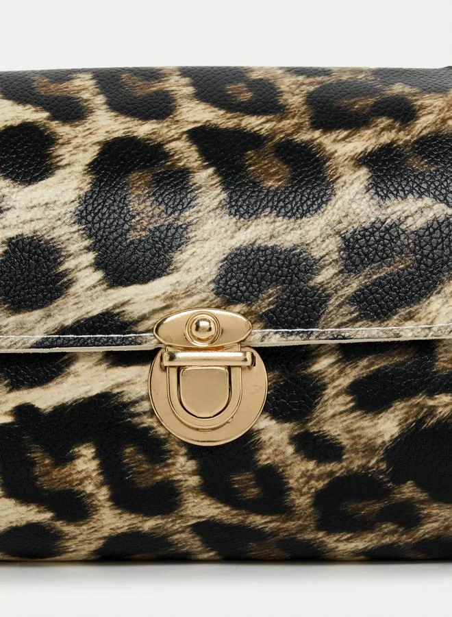 Styli Leopard Print Shoulder Bag with Push Lock