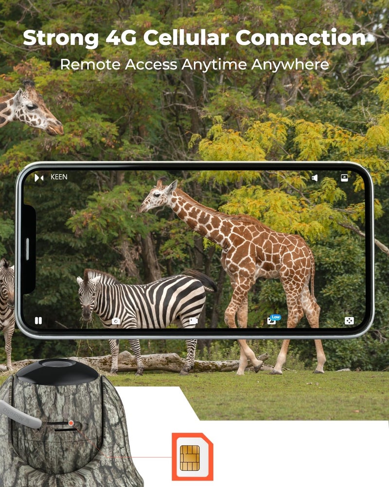 Keen REOLINK KEEN Ranger PT Cellular Trail Camera, 3G/4G LTE, 360° Full View, 2K Live Video&Playback on Phone, No-Glow IR, Solar Powered Game Camera, 2K Night Vision, Smart Motion Activated, No WiFi Needed - Image 2