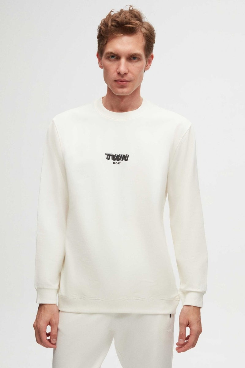 twn Relaxed Fit Ecru Printed Sweatshirt  - Image 1