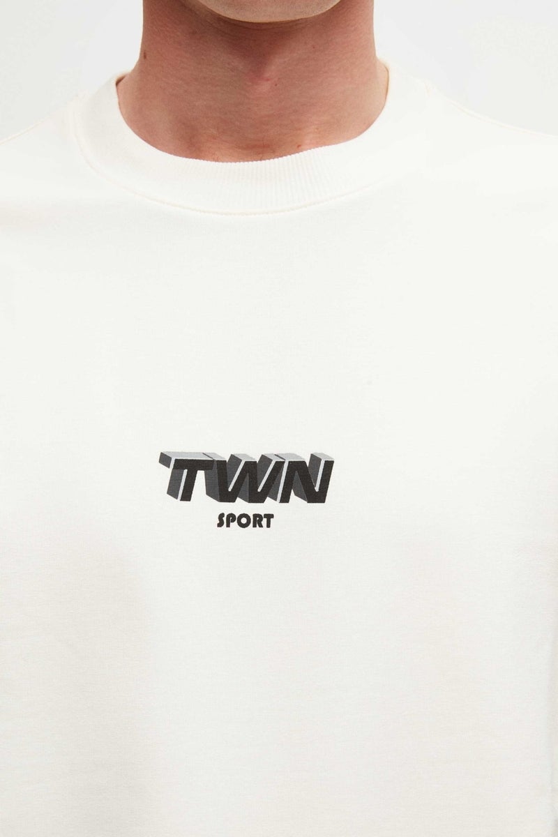 twn Relaxed Fit Ecru Printed Sweatshirt  - Image 3
