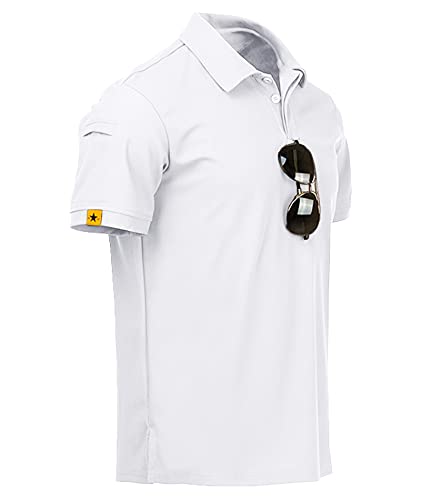 ZITY Mens Polo Shirt Short Sleeve Sports Tactical T-Shirt Athletic Golf Polos Daily Casual Stylish Collared Shirts for Men White XX-Large - Image 1