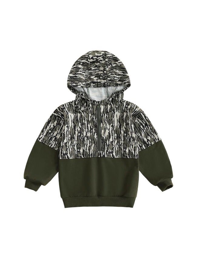 Fernvia Toddler Baby Boy Clothes Camouflage Half Zip-up Long Sleeve Hoodies Sweatshirt Casual Pullover for Kids boys, A Green, 3-4 years - Image 1