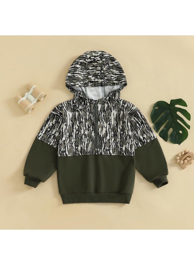 Fernvia Toddler Baby Boy Clothes Camouflage Half Zip-up Long Sleeve Hoodies Sweatshirt Casual Pullover for Kids boys, A Green, 3-4 years - Image 3