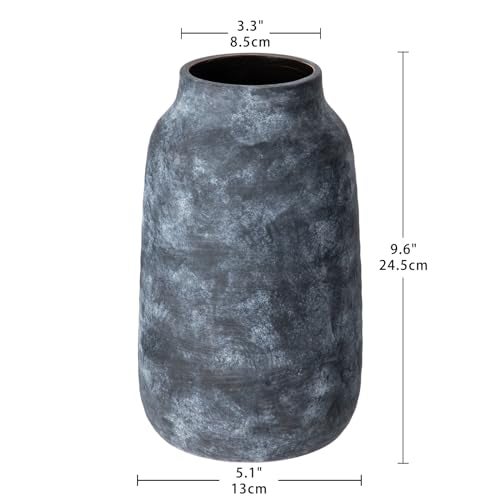 Briful Ceramic Flowers Vase Home Decor, Kitchen Dining Farmhouse Table Vases, Rustic Vintage Living Room Bathroom Bedroom Decorations for Office Coffee Desk Fireplace Shelf Mantel (9.6” Tall) - Image 2