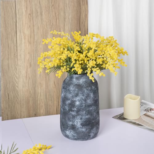 Briful Ceramic Flowers Vase Home Decor, Kitchen Dining Farmhouse Table Vases, Rustic Vintage Living Room Bathroom Bedroom Decorations for Office Coffee Desk Fireplace Shelf Mantel (9.6” Tall) - Image 4