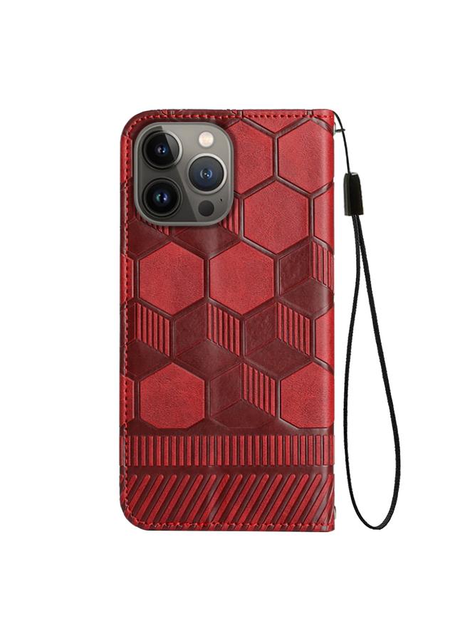 اس-توب جراب هاتف iPhone 14 Pro Max من الجلد المغناطيسي بتصميم كرة القدم - Image 3