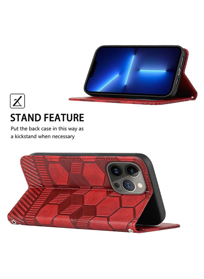 اس-توب جراب هاتف iPhone 14 Pro Max من الجلد المغناطيسي بتصميم كرة القدم - Image 5