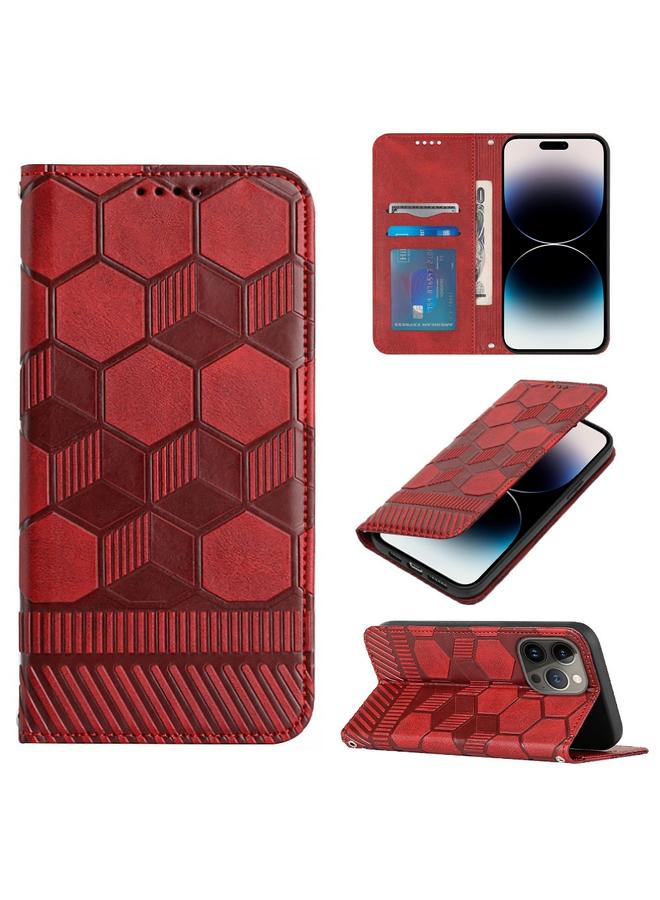 اس-توب جراب هاتف iPhone 14 Pro Max من الجلد المغناطيسي بتصميم كرة القدم - Image 1