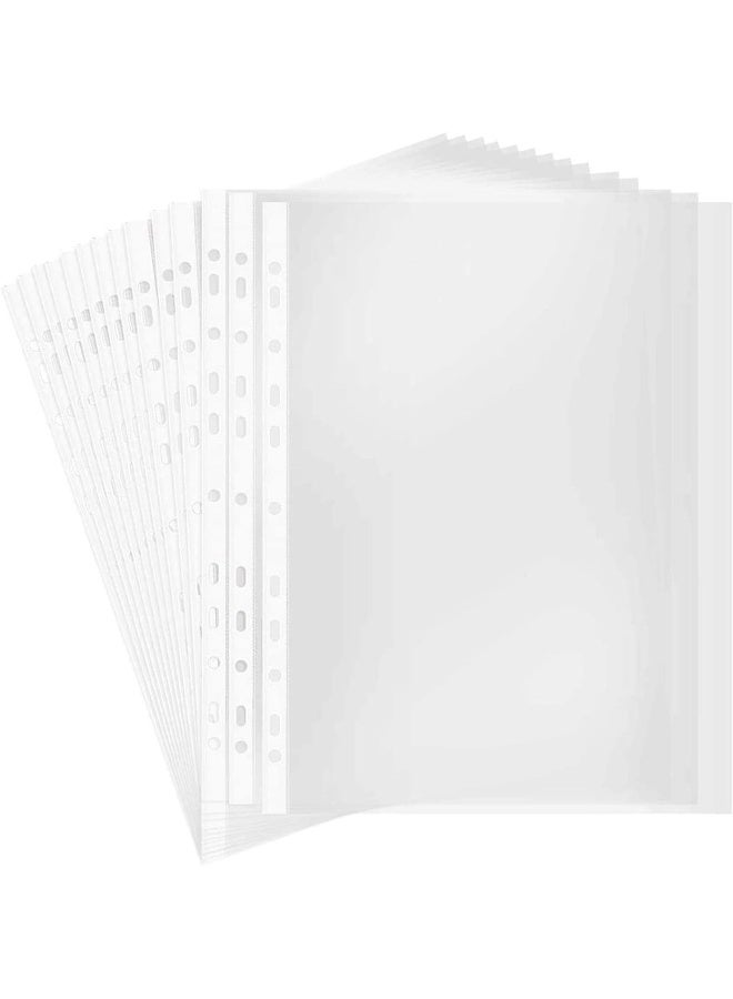MOMENT A4 Transparent File, 100 Pcs Clear Plastic Folder Punched Pockets For Filing Paper & Documents, A4-Size  - Image 1