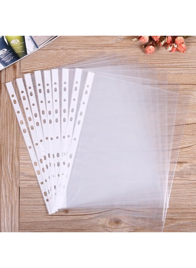 MOMENT A4 Transparent File, 100 Pcs Clear Plastic Folder Punched Pockets For Filing Paper & Documents, A4-Size  - Image 3