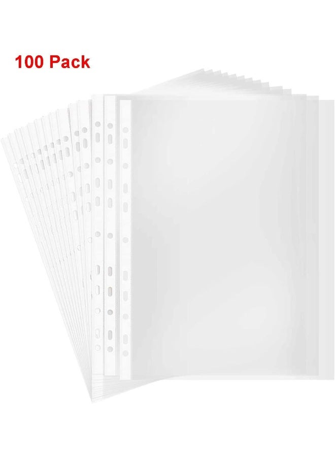 MOMENT A4 Transparent File, 100 Pcs Clear Plastic Folder Punched Pockets For Filing Paper & Documents, A4-Size  - Image 5