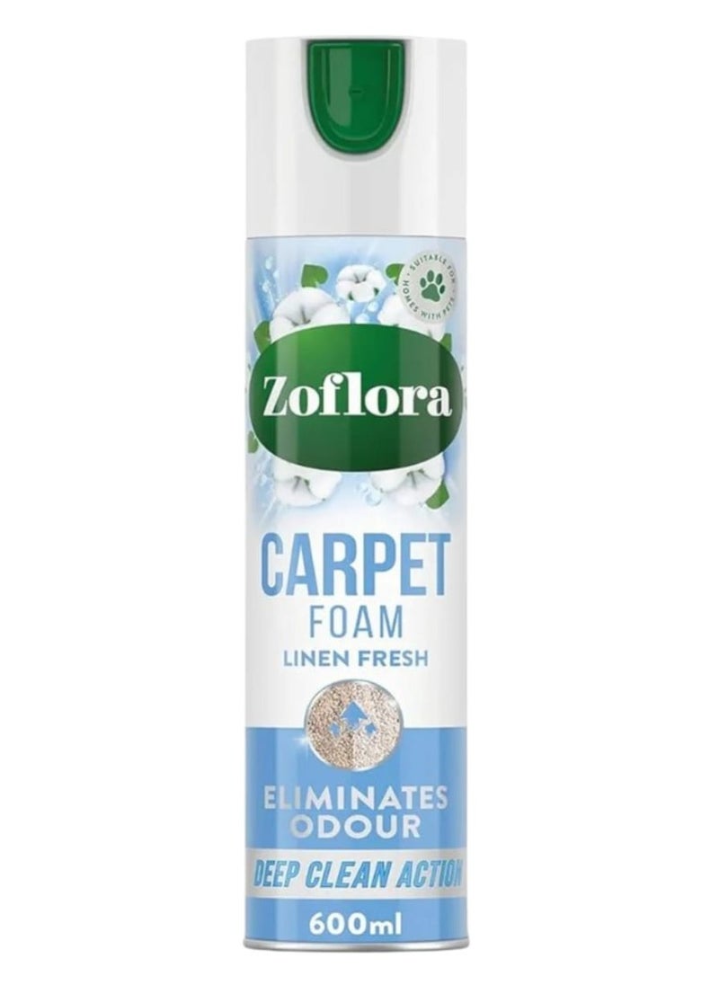 Zoflora - Foam renews and refreshes carpets with patented odor-eliminating technology and a fresh linen scent 600ml - Image 1