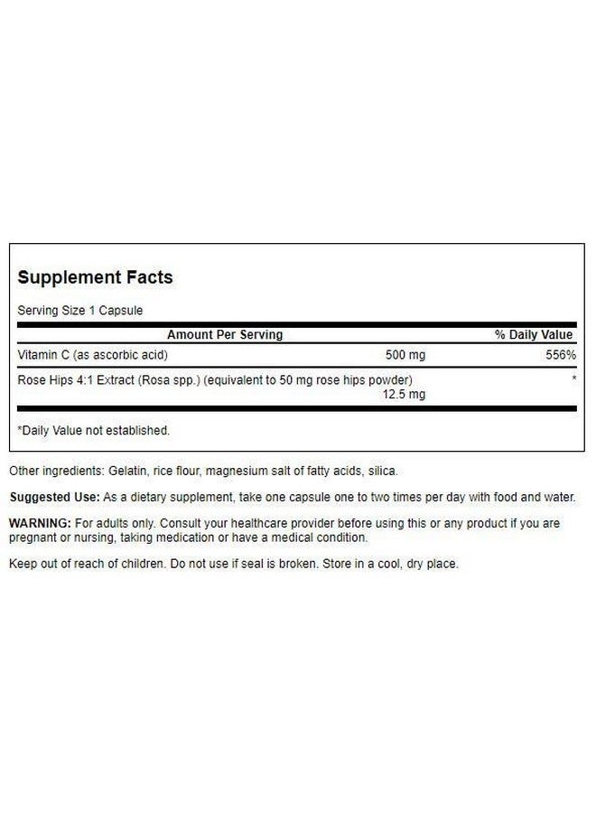 SWANSON Vitamin C W/ Rose Hips Herbal Supplement Promoting Skin Health Heart Health & Immune System Support Natural Formula Supporting Defense & Wellness (250 Capsules 500Mg Each) - Image 3