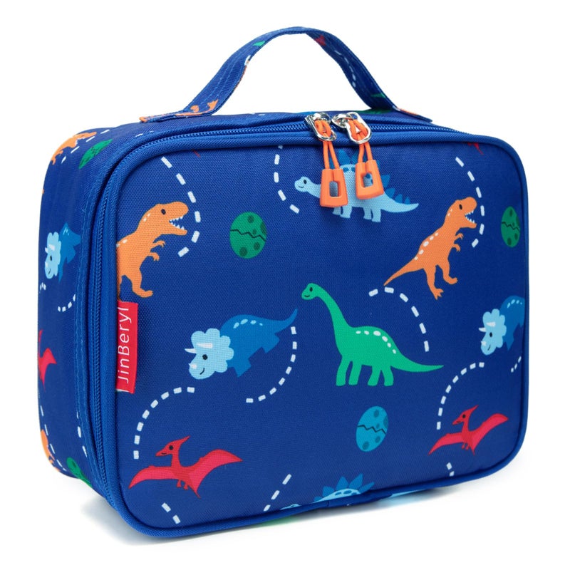 JinBeryl Insulated Lunch Box Bag for Kids Boys Size for Preschool Kindergarten or Travel Dinosaur Blue