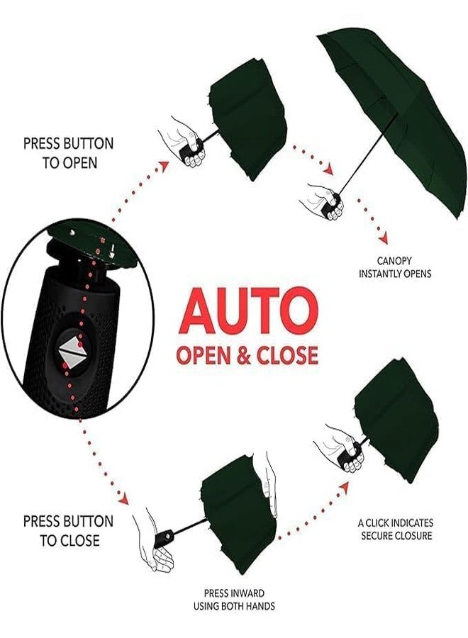 Ncry UV protection Black Umbrella Automatic open close for rain and sun protection 3 fold umbrella for men women kids boys girls big size large three fold stylish folding under windproof travel - Image 3