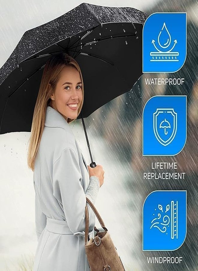 Ncry UV protection Black Umbrella Automatic open close for rain and sun protection 3 fold umbrella for men women kids boys girls big size large three fold stylish folding under windproof travel - Image 4