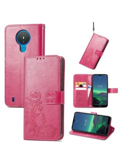 Case Cover For For Nokia 1.4 Four-leaf Clasp Embossed Buckle Mobile Phone Protection Leather Case with Lanyard & Card Slot & Wallet & Bracket Function(Magenta)