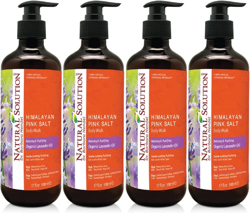 Natural Solution Moisturizing Shower Gel Purifying  Nourishing with Organic Lavender Oil for All Skin Types Himalayan Pink Salt Body Wash 500 ml Each Pack of 4