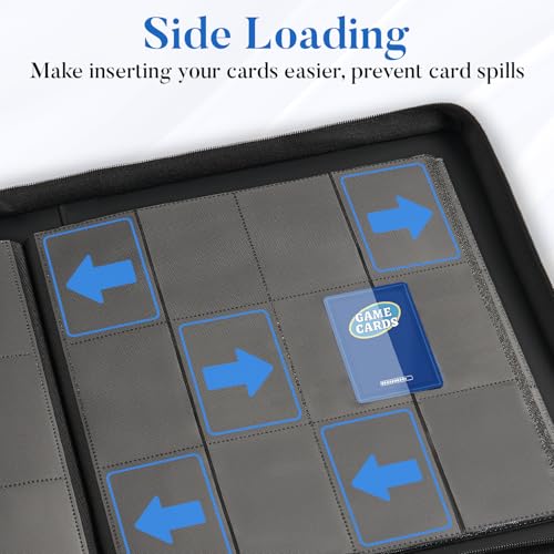 Fabmaker Premium Zip Card Binder 12 Pocket, Fabmaker 912 Pockets Trading Card Binder, PU Zipper Card Collection Album, Sturdy Side-Loading Card Book Holder for Game & Sports Cards, Navy Blue - Image 5