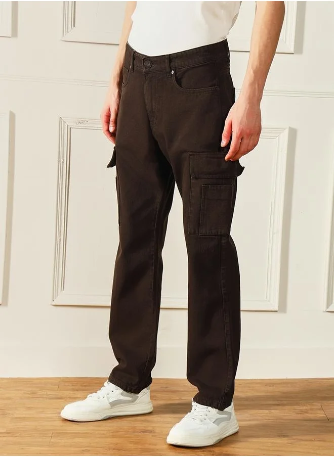 دينيس لينغو Men's Brown Relaxed Fit Jeans - Effortless Style and Comfort