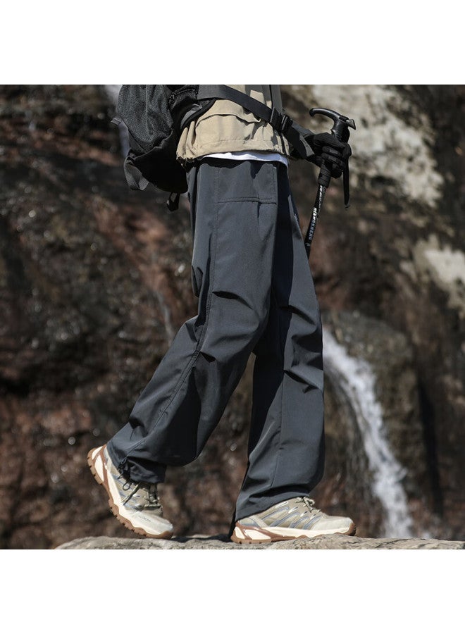 Poum Men's Summer Thin Paratrooper Assault Tactical Pants 8398 Dark Grey XL - Image 2