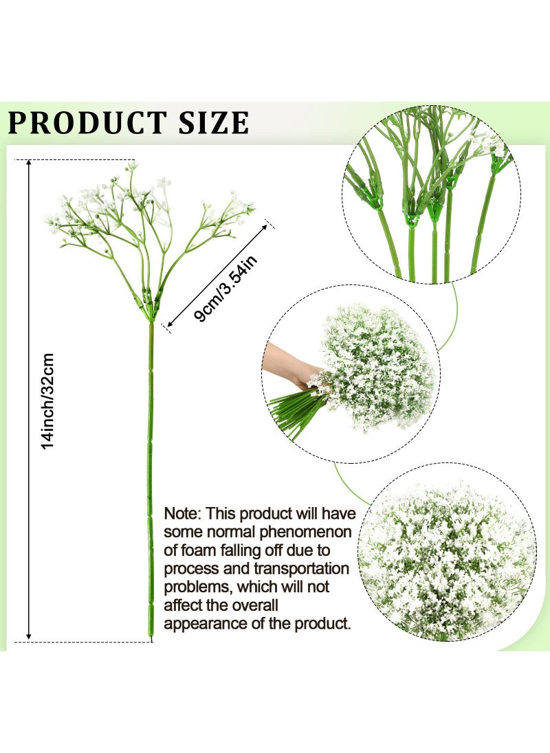 Ysleen Ysleen 64 Pieces Artificial Flowers Plastic Baby Breath Flowers Faux Gypsophila DIY Floral Bouquets Arrangement Baby Breath Wedding Party Decoration for Party Home Office Garden Decor (White)  - Image 2