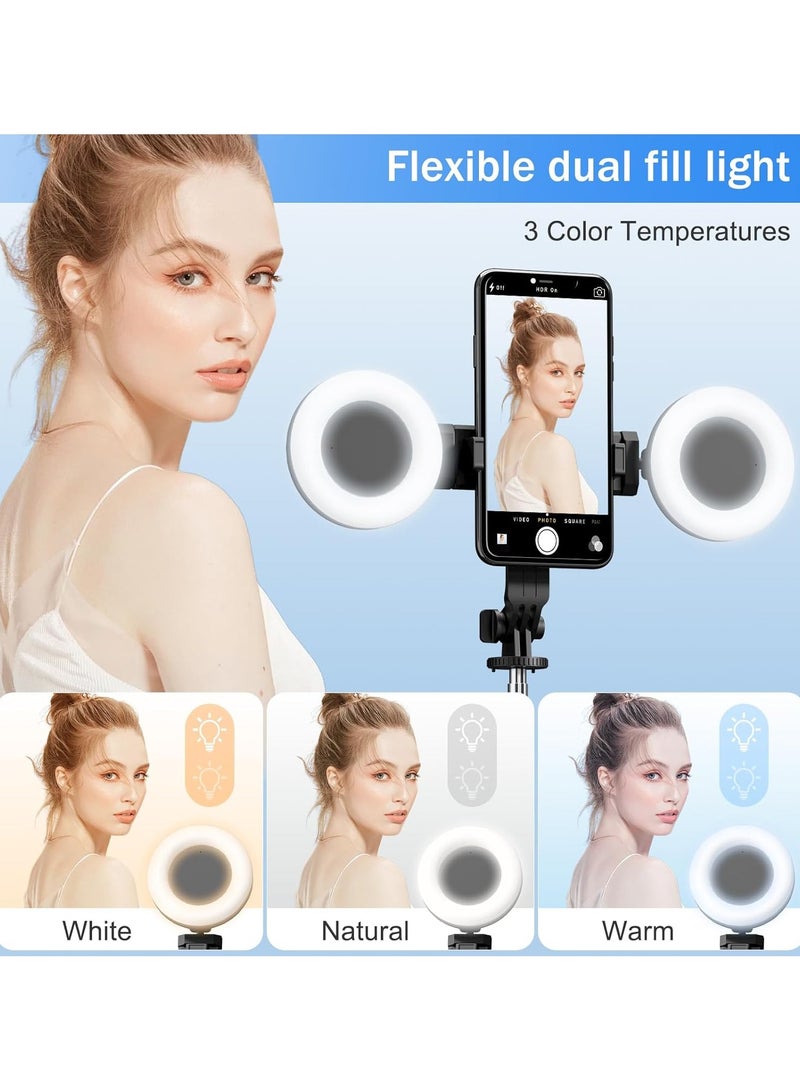 66.9 inches(170cm) Selfie Stick Tripod, Extendable Tripod with Rechargeable Bluetooth Remote,Removable 2pcs fill light， Compatible with iPhone and Android Smartphones, Perfect for Travel, Vlog, Video and Photo, Black - Image 2