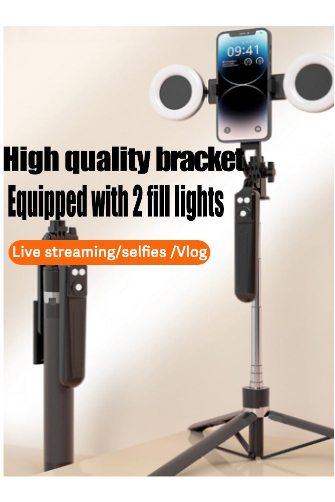 66.9 inches(170cm) Selfie Stick Tripod, Extendable Tripod with Rechargeable Bluetooth Remote,Removable 2pcs fill light， Compatible with iPhone and Android Smartphones, Perfect for Travel, Vlog, Video and Photo, Black - Image 5