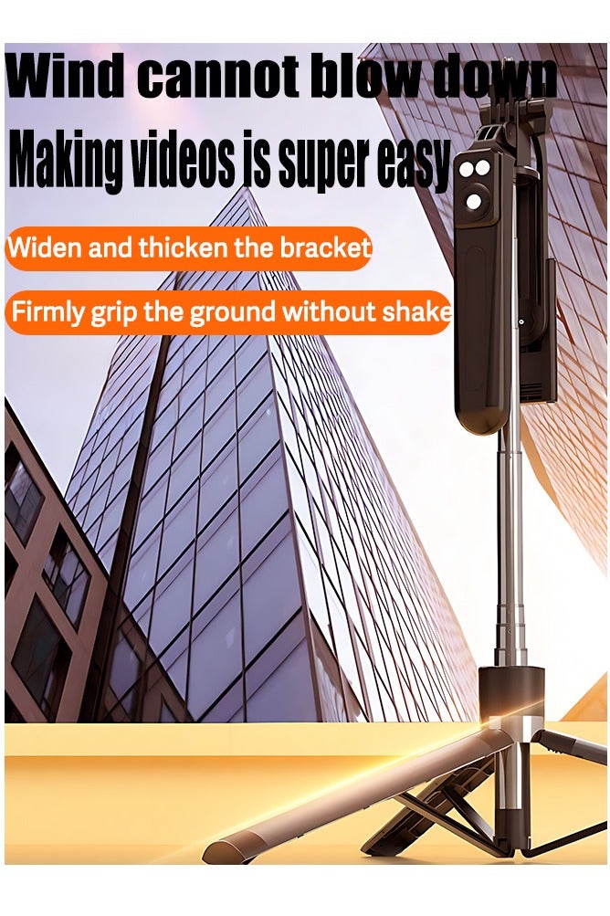 66.9 inches(170cm) Selfie Stick Tripod, Extendable Tripod with Rechargeable Bluetooth Remote,Removable 2pcs fill light， Compatible with iPhone and Android Smartphones, Perfect for Travel, Vlog, Video and Photo, Black - Image 4